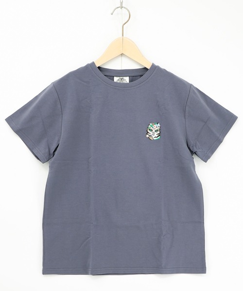 ScoLar(スカラー)の「161652:スカラーちゃんポーチ付き3柄展開キャラ刺繍Tシャツ(Tシャツ/カットソー・レディース・パープル/ピンク/ブラック/チャコールグレー/オフホワイト・M)」の13枚目の写真
