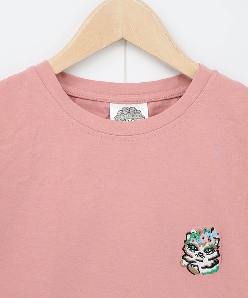 ScoLar(スカラー)の「161652:スカラーちゃんポーチ付き3柄展開キャラ刺繍Tシャツ(Tシャツ/カットソー・レディース・パープル/ピンク/ブラック/チャコールグレー/オフホワイト・M)」の6枚目の写真