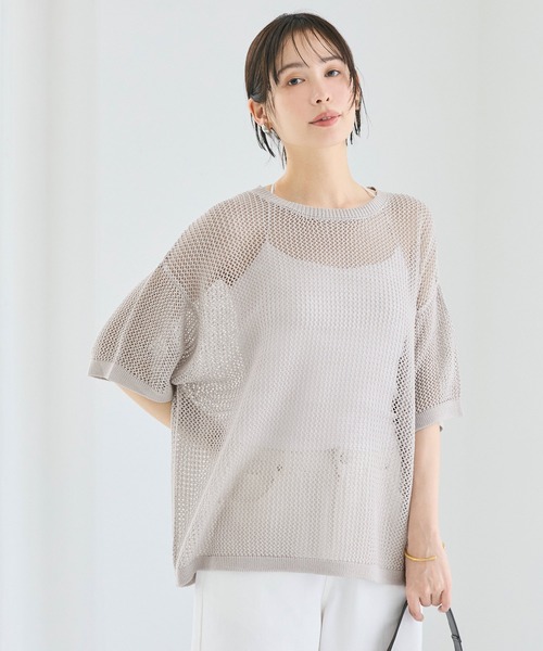 coca(coca)(コカ)の「五分袖メッシュニット(ニット/セーター・レディース・グレー/ブラウン・S/M/L)」の20枚目の写真