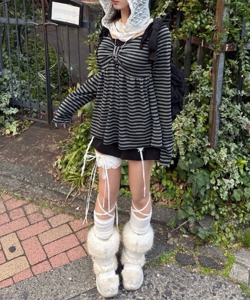 セール】【nmtc+】off-shoulder ribbon border tops / 【エヌ
