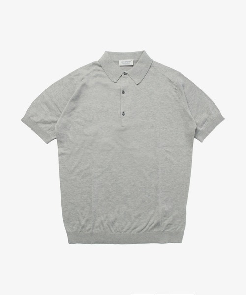 JOHN SMEDLEY（ジョンスメドレー）の「JOHN SMEDLEY / ADRIAN 30G コットンニット 半袖 ポロシャツ（STANDARD FIT）（ポロシャツ・メンズ・ブラック/シルバー・MEDIUM/LARGE）」の2枚目の写真