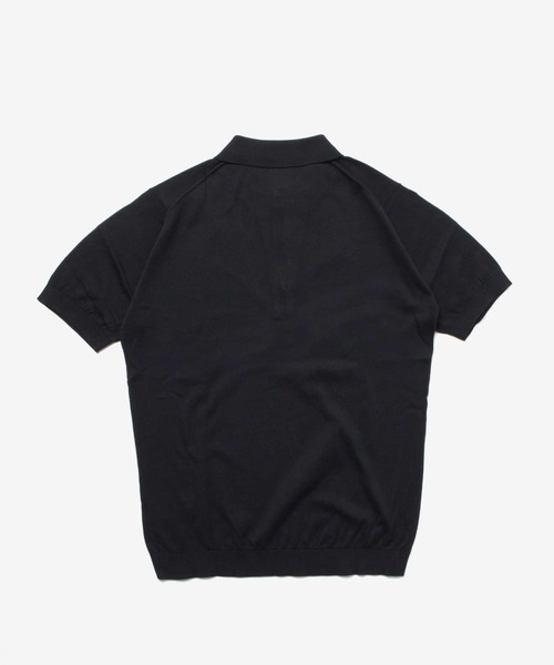 JOHN SMEDLEY（ジョンスメドレー）の「JOHN SMEDLEY / ADRIAN 30G コットンニット 半袖 ポロシャツ（STANDARD FIT）（ポロシャツ・メンズ・ブラック/シルバー/ネイビー/グレイッシュベージュ/ホワイト/ダークブラウン・MEDIUM/LARGE/FREE）」の7枚目の写真