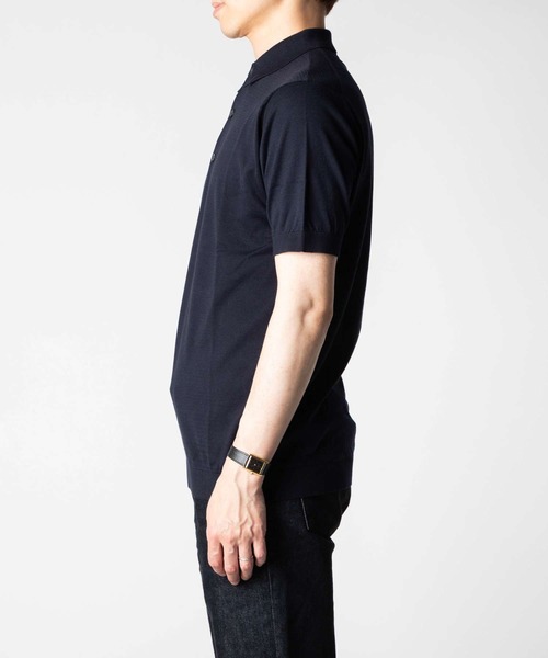 JOHN SMEDLEY（ジョンスメドレー）の「JOHN SMEDLEY / ADRIAN 30G コットンニット 半袖 ポロシャツ（STANDARD FIT）（ポロシャツ・メンズ・ブラック/シルバー/ネイビー/グレイッシュベージュ/ホワイト/ダークブラウン・MEDIUM/LARGE/FREE）」の12枚目の写真