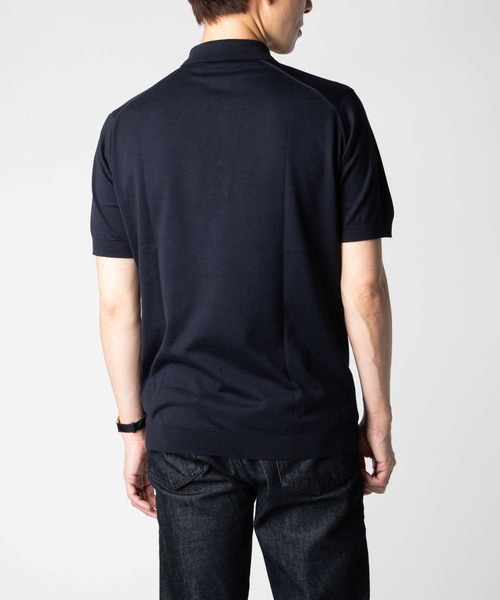 JOHN SMEDLEY（ジョンスメドレー）の「JOHN SMEDLEY / ADRIAN 30G コットンニット 半袖 ポロシャツ（STANDARD FIT）（ポロシャツ・メンズ・ブラック/シルバー/ネイビー/グレイッシュベージュ/ホワイト/ダークブラウン・MEDIUM/LARGE/FREE）」の13枚目の写真