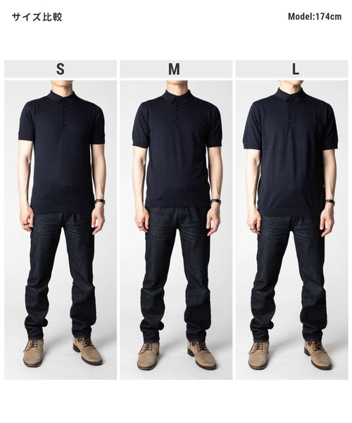 JOHN SMEDLEY（ジョンスメドレー）の「JOHN SMEDLEY / ADRIAN 30G コットンニット 半袖 ポロシャツ（STANDARD FIT）（ポロシャツ・メンズ・ブラック/シルバー/ネイビー/グレイッシュベージュ/ホワイト/ダークブラウン・MEDIUM/LARGE/FREE）」の14枚目の写真