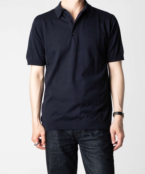 JOHN SMEDLEY（ジョンスメドレー）の「JOHN SMEDLEY / ADRIAN 30G コットンニット 半袖 ポロシャツ（STANDARD FIT）（ポロシャツ・メンズ・ブラック/シルバー/ネイビー/グレイッシュベージュ/ホワイト/ダークブラウン・MEDIUM/LARGE/FREE）」の15枚目の写真