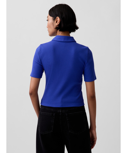 GAP(ギャップ)の「リブ クロップド GAPロゴ ジップアップ ポロシャツ(ポロシャツ・レディース・ブルー/ホワイト/ブラック・XXS/L/S/XS/M/XL)」の8枚目の写真