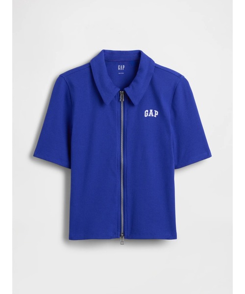 GAP(ギャップ)の「リブ クロップド GAPロゴ ジップアップ ポロシャツ(ポロシャツ・レディース・ブルー/ホワイト/ブラック・XXS/L/S/XS/M/XL)」の13枚目の写真