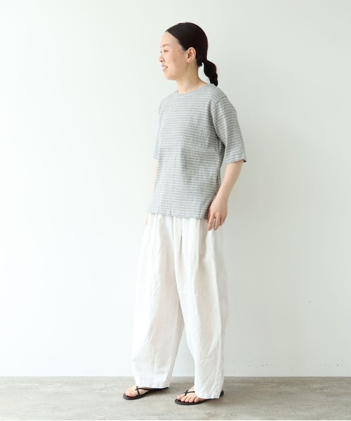 yuni(ユニ )の「高島ちぢみマルチボーダー半袖プルオーバー(Tシャツ/カットソー・レディース・ベージュ/ブルー・FREE)」の19枚目の写真