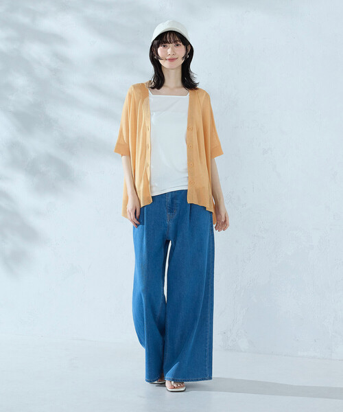 COMME CA ISM(コムサイズム)の「【セットアイテム】シアー ポンチョ カーディガン+タンクトップ(カーディガン/ボレロ・レディース・オフホワイト/ネイビー/オレンジ・FREE)」の22枚目の写真