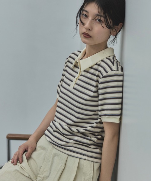 feepur（フェピュール）の「マルチボーダーポロTee（Tシャツ/カットソー・レディース・アイボリー/チャコールグレー・MEDIUM）」の22枚目の写真