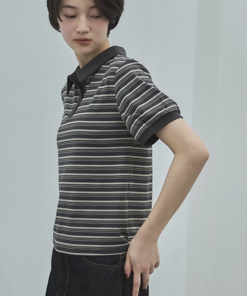 feepur（フェピュール）の「マルチボーダーポロTee（Tシャツ/カットソー・レディース・アイボリー/チャコールグレー・MEDIUM）」の10枚目の写真