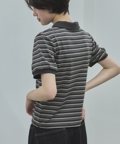 feepur（フェピュール）の「マルチボーダーポロTee（Tシャツ/カットソー・レディース・アイボリー/チャコールグレー・MEDIUM）」の11枚目の写真