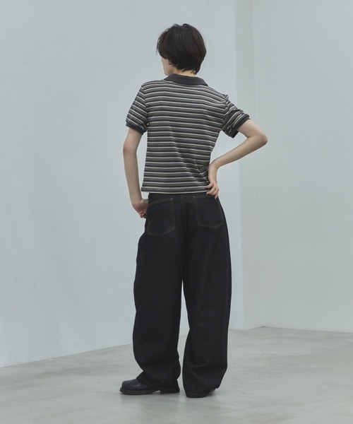 feepur（フェピュール）の「マルチボーダーポロTee（Tシャツ/カットソー・レディース・アイボリー/チャコールグレー・MEDIUM）」の8枚目の写真