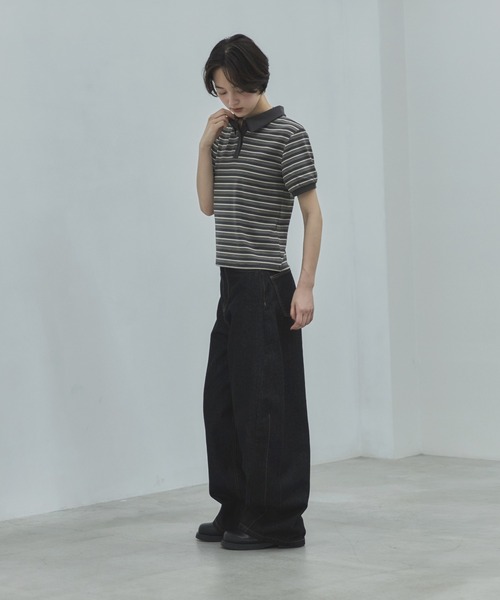 feepur（フェピュール）の「マルチボーダーポロTee（Tシャツ/カットソー・レディース・アイボリー/チャコールグレー・MEDIUM）」の7枚目の写真