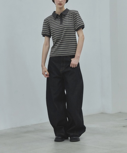 feepur（フェピュール）の「マルチボーダーポロTee（Tシャツ/カットソー・レディース・アイボリー/チャコールグレー・MEDIUM）」の5枚目の写真