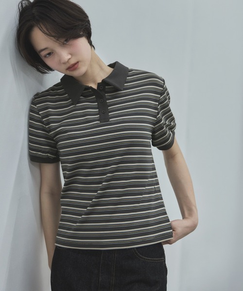 feepur（フェピュール）の「マルチボーダーポロTee（Tシャツ/カットソー・レディース・アイボリー/チャコールグレー・MEDIUM）」の14枚目の写真