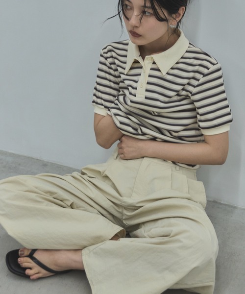 feepur（フェピュール）の「マルチボーダーポロTee（Tシャツ/カットソー・レディース・アイボリー/チャコールグレー・MEDIUM）」の21枚目の写真