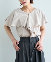 【汗染み防止加工】 ラッフルカラー Tシャツ【587216】