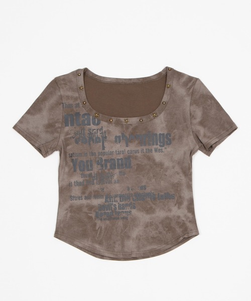 dispark(ディスパーク)の「DISPARK/スタッズネックグラフィックトップ(Tシャツ/カットソー・レディース・アイボリー/ダークベージュ・FREE)」の12枚目の写真