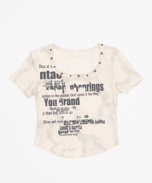 dispark(ディスパーク)の「DISPARK/スタッズネックグラフィックトップ(Tシャツ/カットソー・レディース・アイボリー/ダークベージュ・FREE)」の11枚目の写真