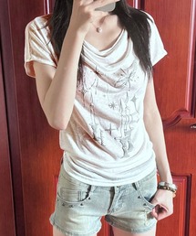 モチーフプリント2WAYシアーTシャツ