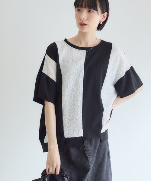 Paradise Picnic(パラダイスピクニック)の「ふくれジャガード配色プルオーバー(Tシャツ/カットソー・レディース・ホワイト/チャコールグレー/ブラック・FREE)」の3枚目の写真