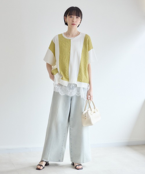 Paradise Picnic(パラダイスピクニック)の「ふくれジャガード配色プルオーバー(Tシャツ/カットソー・レディース・ホワイト/チャコールグレー/ブラック・FREE)」の17枚目の写真
