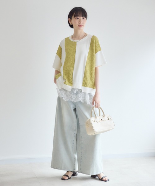 Paradise Picnic(パラダイスピクニック)の「ふくれジャガード配色プルオーバー(Tシャツ/カットソー・レディース・ホワイト/チャコールグレー/ブラック・FREE)」の18枚目の写真