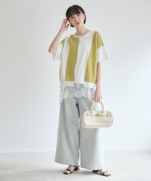 Paradise Picnic(パラダイスピクニック)の「ふくれジャガード配色プルオーバー(Tシャツ/カットソー・レディース・ホワイト/チャコールグレー/ブラック・FREE)」の19枚目の写真