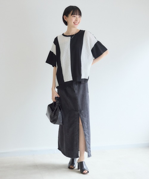 Paradise Picnic(パラダイスピクニック)の「ふくれジャガード配色プルオーバー(Tシャツ/カットソー・レディース・ホワイト/チャコールグレー/ブラック・FREE)」の10枚目の写真