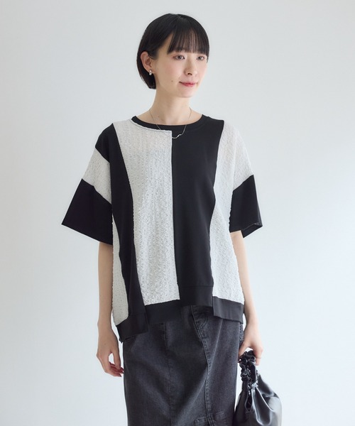 Paradise Picnic(パラダイスピクニック)の「ふくれジャガード配色プルオーバー(Tシャツ/カットソー・レディース・ホワイト/チャコールグレー/ブラック・FREE)」の12枚目の写真