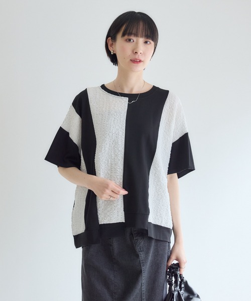 Paradise Picnic(パラダイスピクニック)の「ふくれジャガード配色プルオーバー(Tシャツ/カットソー・レディース・ホワイト/チャコールグレー/ブラック・FREE)」の13枚目の写真