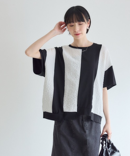 Paradise Picnic(パラダイスピクニック)の「ふくれジャガード配色プルオーバー(Tシャツ/カットソー・レディース・ホワイト/チャコールグレー/ブラック・FREE)」の14枚目の写真