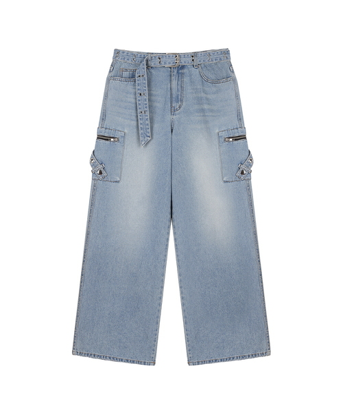 LUVISTRUE(ラヴイズトゥルー)の「SY POCKET BELT PANTS(BLUE)(デニムパンツ・レディース・その他・SMALL)」の1枚目の写真