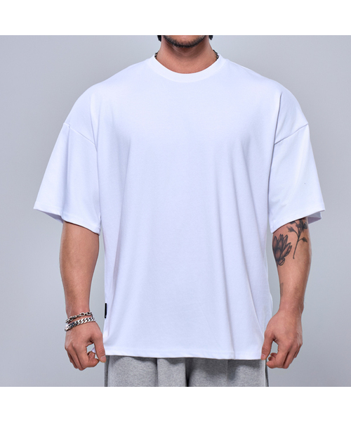 PHYSICAL GARMENTS（フィジカルガーメンツ）の「P2418 コットンメッシュジャイアントフィット半袖 [5 COLOR]（Tシャツ/カットソー・メンズ・ホワイト/ブラック/ネイビー/グレー/カーキ・LARGE/MEDIUM/X-LARGE/XX-LARGE）」の2枚目の写真