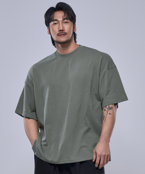 PHYSICAL GARMENTS（フィジカルガーメンツ）の「P2418 コットンメッシュジャイアントフィット半袖 [5 COLOR]（Tシャツ/カットソー・メンズ・ホワイト/ブラック/ネイビー/グレー/カーキ・LARGE/MEDIUM/X-LARGE/XX-LARGE）」の11枚目の写真