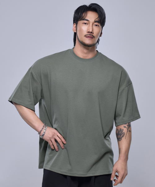 PHYSICAL GARMENTS（フィジカルガーメンツ）の「P2418 コットンメッシュジャイアントフィット半袖 [5 COLOR]（Tシャツ/カットソー・メンズ・ホワイト/ブラック/ネイビー/グレー/カーキ・LARGE/MEDIUM/X-LARGE/XX-LARGE）」の12枚目の写真