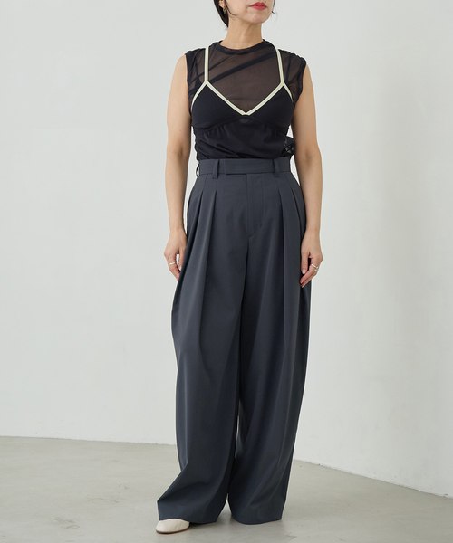 IENA LA BOUCLE(イエナラブークル)の「《追加》洗濯機洗い可 ウーステッドライクシャンブレータックスラックス(スラックス・レディース・チャコールグレー/グレー/ブラック・34/36/38/40)」の6枚目の写真