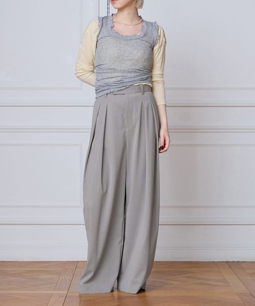 IENA LA BOUCLE(イエナラブークル)の「《追加》洗濯機洗い可 ウーステッドライクシャンブレータックスラックス(スラックス・レディース・チャコールグレー/グレー/ブラック・34/36/38/40)」の8枚目の写真