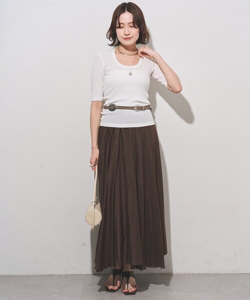 Whim Gazette(ウィムガゼット)の「【myporter】ラウンドネックドライフィットカットソー(Tシャツ/カットソー・レディース・ホワイト/ブラウン/ブラック・38)」の5枚目の写真