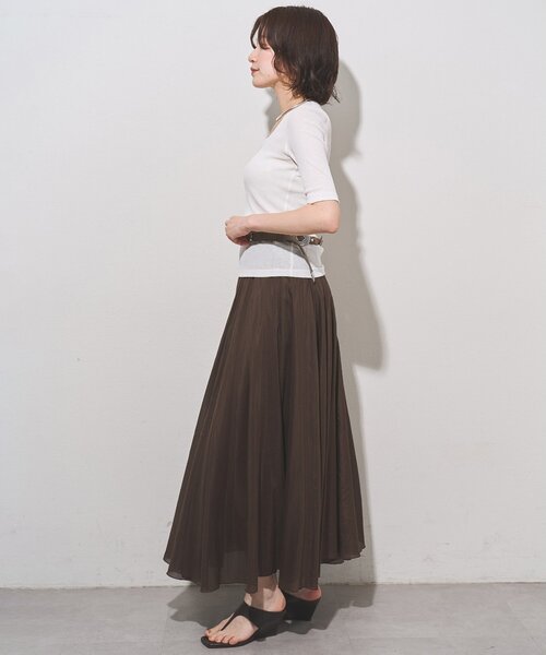 Whim Gazette(ウィムガゼット)の「【myporter】ラウンドネックドライフィットカットソー(Tシャツ/カットソー・レディース・ホワイト/ブラウン/ブラック・38)」の6枚目の写真