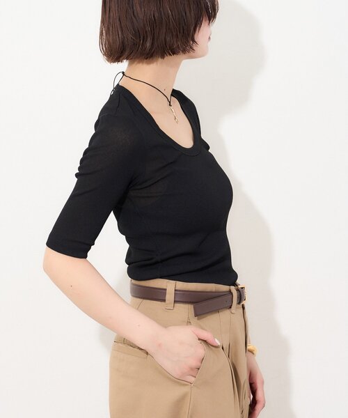 Whim Gazette(ウィムガゼット)の「【myporter】ラウンドネックドライフィットカットソー(Tシャツ/カットソー・レディース・ホワイト/ブラウン/ブラック・38)」の20枚目の写真