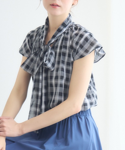 KATHARINE ROSS(キャサリンロス)の「ボイルチェックボウタイブラウス(シャツ/ブラウス・レディース・ネイビー/ブラック・FREE)」の11枚目の写真