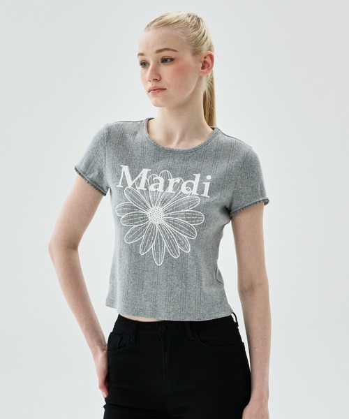 Mardi Mercredi(マルディメクルディ)の「SLIM FIT TOP EYELET FLOWERMARDI / スリム フィット トップ アイレット フラワーマルディ(Tシャツ/カットソー・レディース・ブラック/グレー×ホワイト/アイボリー/アイボリー系1・FREE)」の9枚目の写真