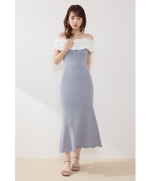 rienda（リエンダ）の「フリルドッキングニットワンピース　夏服（ワンピース・レディース・ブルー/ブラック/ピンク・FREE）」の19枚目の写真