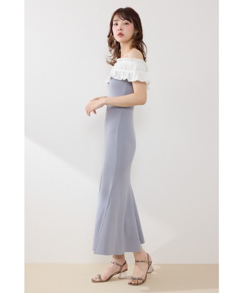 rienda（リエンダ）の「フリルドッキングニットワンピース　夏服（ワンピース・レディース・ブルー/ブラック/ピンク・FREE）」の20枚目の写真