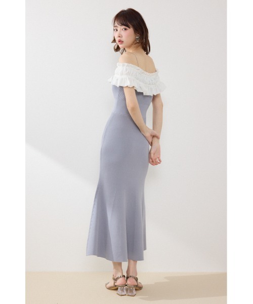 rienda（リエンダ）の「フリルドッキングニットワンピース　夏服（ワンピース・レディース・ブルー/ブラック/ピンク・FREE）」の21枚目の写真