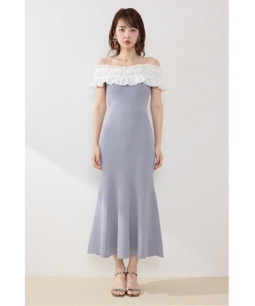 rienda（リエンダ）の「フリルドッキングニットワンピース　夏服（ワンピース・レディース・ブルー/ブラック/ピンク・FREE）」の13枚目の写真