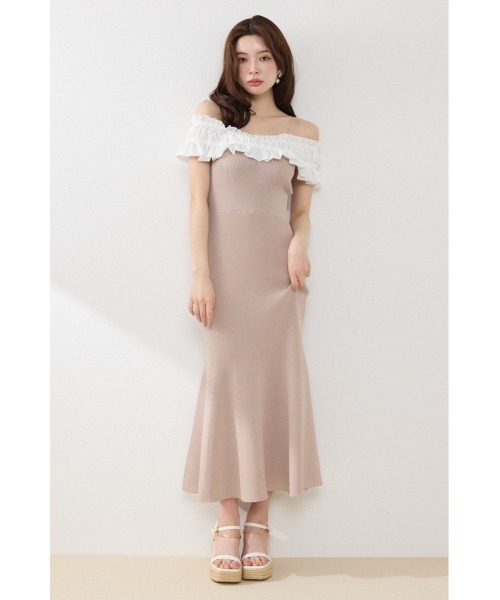 rienda（リエンダ）の「フリルドッキングニットワンピース　夏服（ワンピース・レディース・ブルー/ブラック/ピンク・FREE）」の14枚目の写真